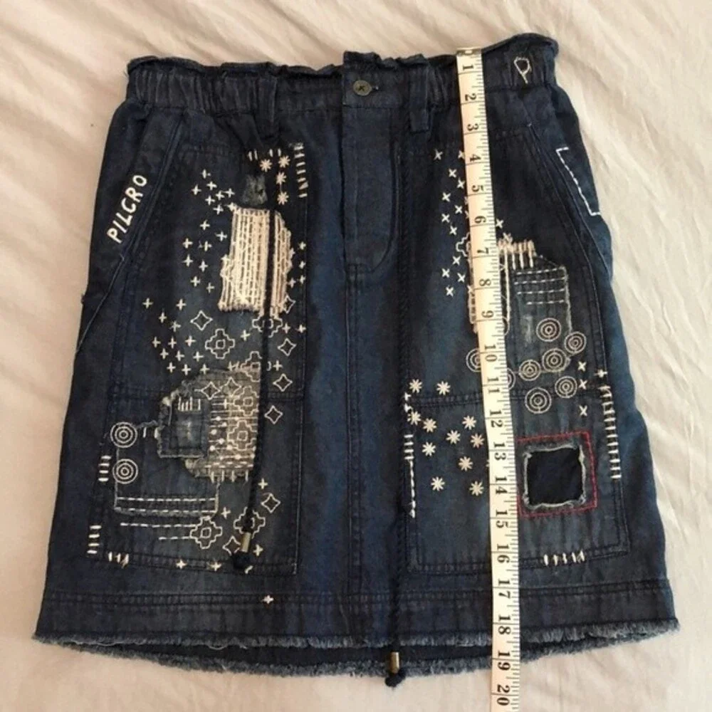 Anthropologie PILCRO Patchwork NWT Denim Mini Skirt size XS
